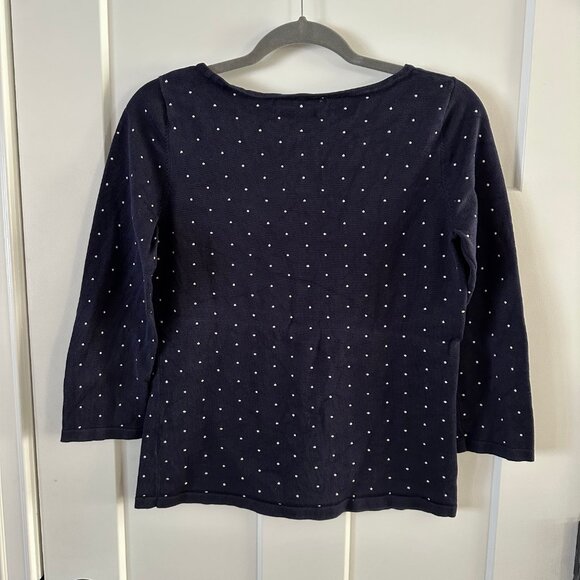 Lauren Ralph Lauren Navy Polka Dot Knit Top - Picture 2 of 3